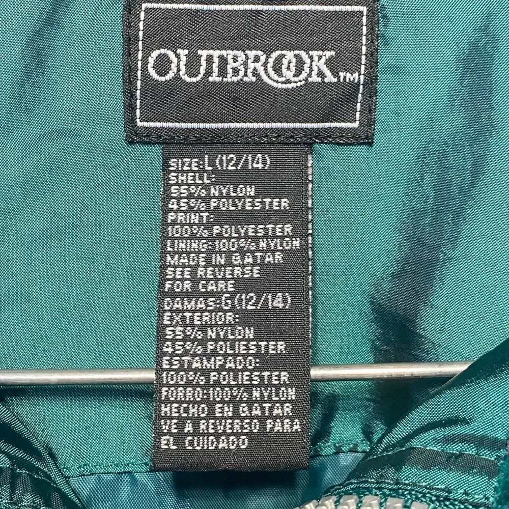 Vintage Outbrook Windbreaker Jacket Womens L Large Teal Purple Plaid Colorblock